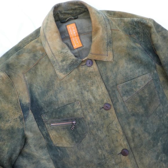 LAMBSKiN Robert Comstock Vertical Leather Jacket Logo Zipper Pockets 2X - Picture 3 of 10